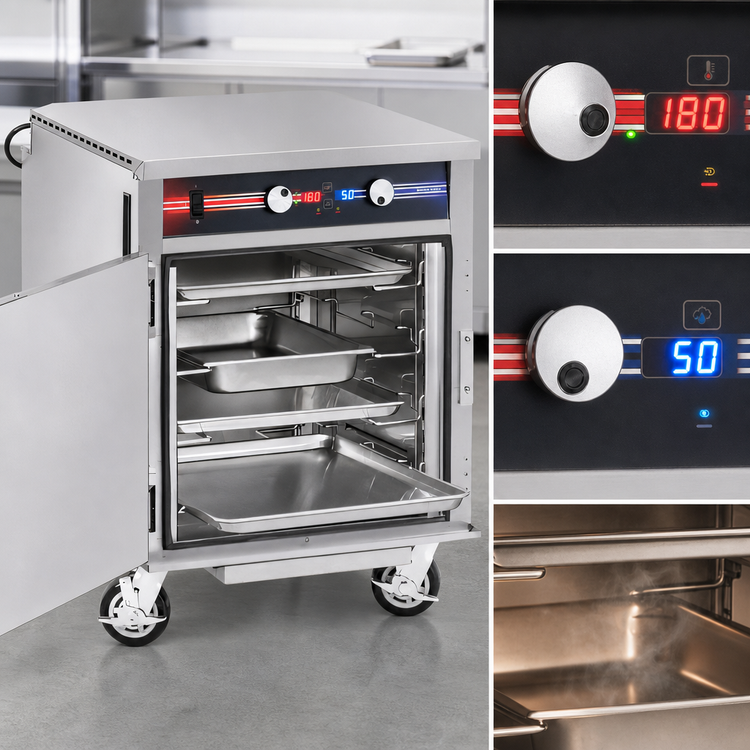 Product image #3 for FWE Clymate IQ Mobile Heated Humidified Holding Cabinet, 4-Tray Capacity, Undercounter, Stainless Steel