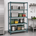 Thumbnail image #3 for Quantum 4-Tier Stationary Polymer Shelving Unit with Wire Plastic Mats, 72 x 18 x 63 Inches, Green Epoxy