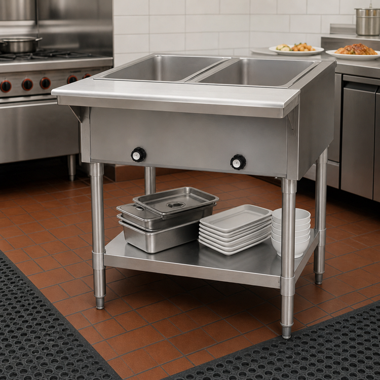 Product image #3 for Eagle Group 33-Inch Electric Hot Food Table with Open Base, (2) Dry Wells, 240V, 3-Phase