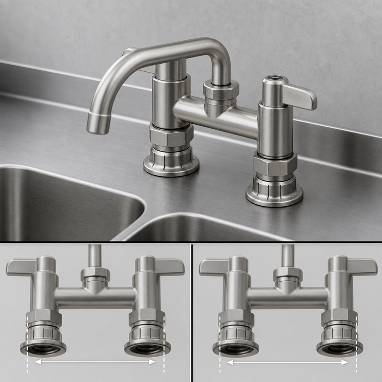 Product image #3 for equip 4-Inch Center Deck Mount Mixing Faucet with 6-Inch Swivel Gooseneck