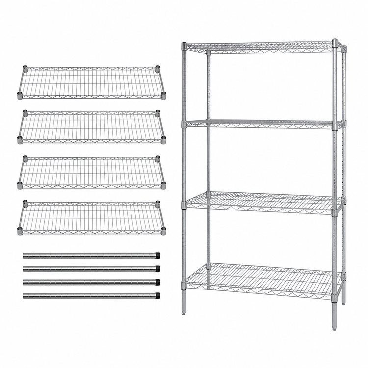 Product image #3 for Quantum 48" W x 36" D x 54" H 4-Shelf Wire Shelving Starter Kit, 304 Stainless Steel