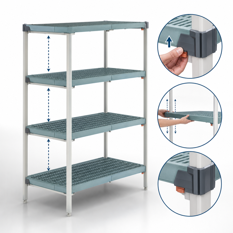 Product image #3 for MetroMax Q 4-Shelf Starter Shelving Unit, 60W x 18D x 63H, Open-Grid