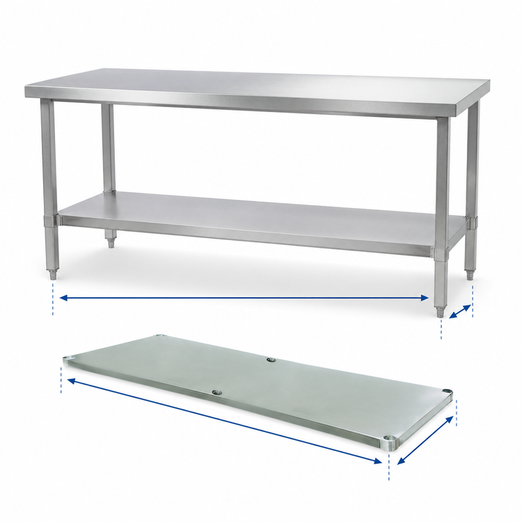 Product image #3 for Advance Tabco Galvanized Commercial Work Table Undershelf for 108" x 24" Tables