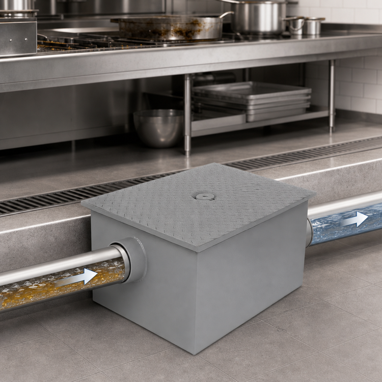 Product image #3 for Klinger's Trading GT-14 Grease Interceptor, 7 GPM, 14 lb. Capacity, Epoxy-Coated Steel
