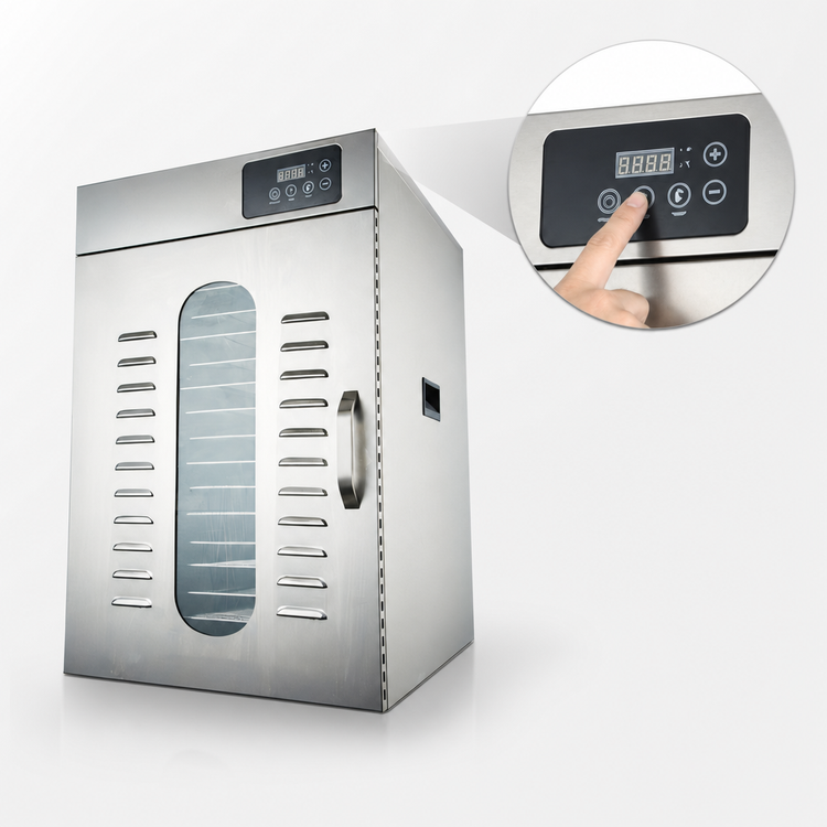 Product image #4 for Omcan 16-Tray Single Zone Stainless Steel Commercial Food Dehydrator with Digital Touchscreen Control