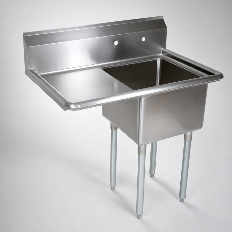 Product image #3 for John Boos E-Series 1-Compartment Sink with Left Drainboard, 15" x 15" x 14" Bowl, 32-1/2" Wide
