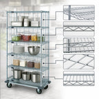 Thumbnail image #3 for Quantum MD2436C46RE-5 Mobile Chrome Wire Shelving Cart, 36"W x 24"D x 70"H, 5 Shelves, Dolly Base