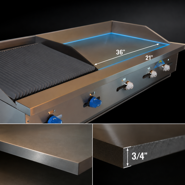 Product image #3 for Comstock-Castle FHP60-36-2RB 60-Inch Countertop Gas Char-Broiler/Griddle Combination
