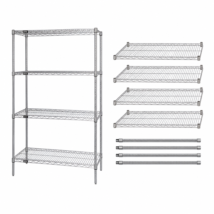 Product image #3 for Quantum 72"W x 30"D x 54"H Stationary Wire Shelving Starter Kit, 304 Stainless Steel