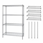 Thumbnail image #3 for Quantum WR54-1460S 4-Shelf Stationary Wire Shelving Starter Unit, 60"W x 14"D x 54"H, 304 Stainless Steel