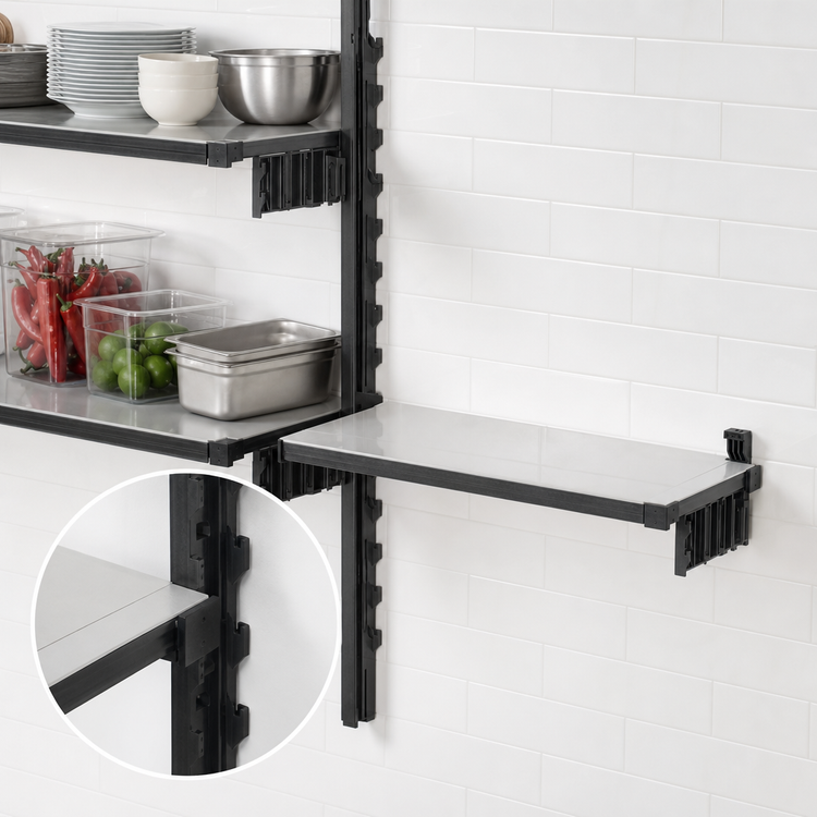 Product image #3 for Cambro Camshelving Elevation 24" x 42" Wall-Mounted Add-On Shelf Kit, Solid, Brushed Graphite