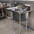 Thumbnail image #3 for Serv-Ware D1CWP1818L-18-V 1-Compartment Sink with Left Drainboard, 18" x 18" x 12" Bowl, 18-Gauge 304 Stainless Steel