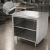 Thumbnail image #3 for Advance Tabco Open Front Cabinet Base Work Table with Mid-Shelf, 60 x 36 Inches, 14 Gauge 304 Stainless Steel Top