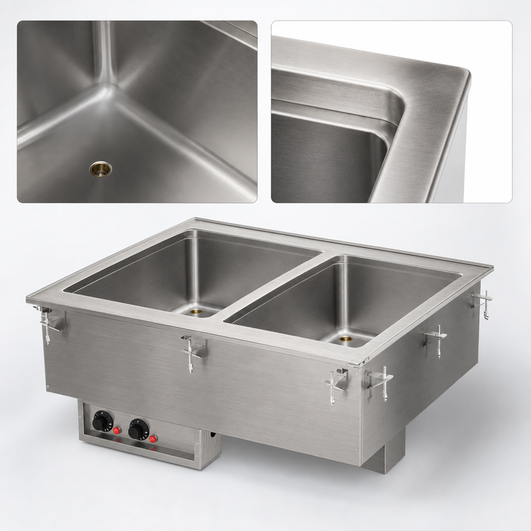 Product image #3 for Vollrath Two-Well Marine-Grade Drop-In Hot Food Well with Thermostatic Controls, Manifold Drain, 240V