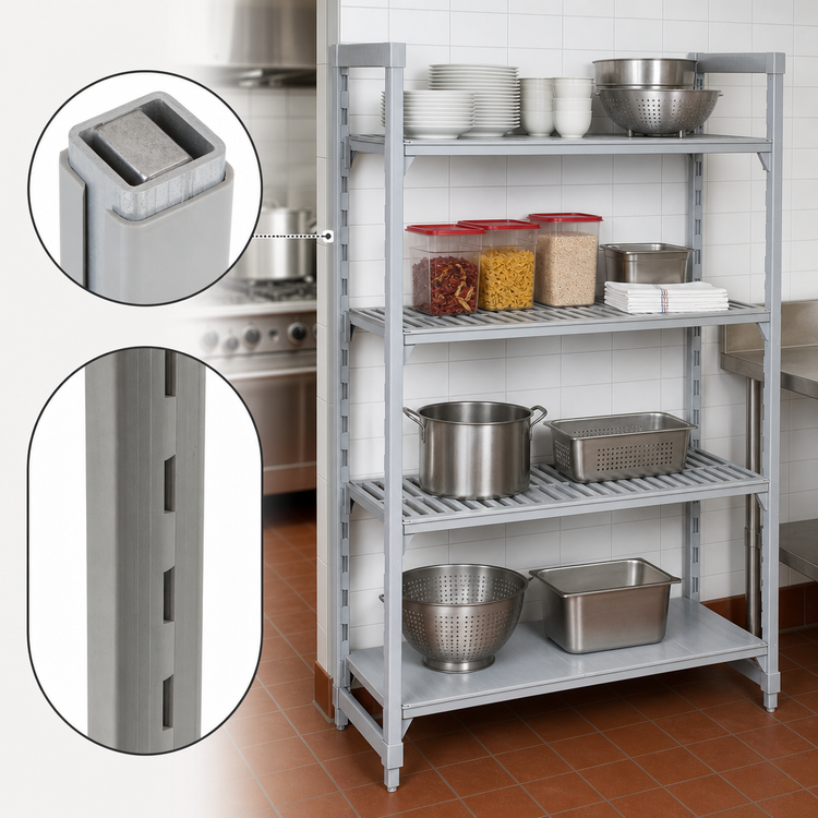 Product image #4 for Camshelving Premium 4-Tier Stationary Starter Unit, 18 x 24 x 84 Inches, 3 Vented + 1 Solid Shelves