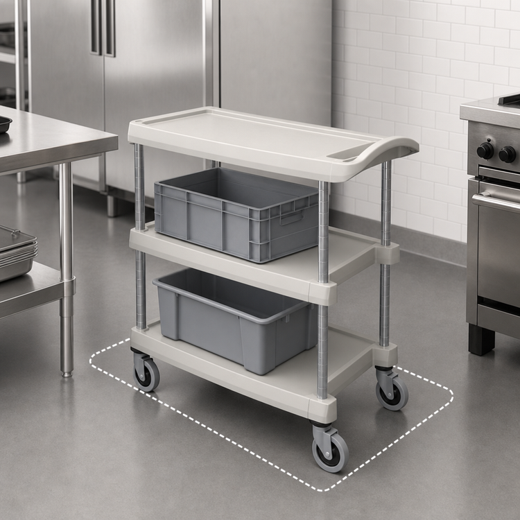 Product image #3 for Metro myCart Series 3-Shelf Polymer Utility Cart with Open Base, Gray