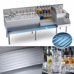 Thumbnail image #4 for Krowne Royal Series KR24-W72D-10 72-Inch Stainless Underbar Ice Bin/Cocktail Station with 10-Circuit Cold Plate, Blender Sink & Liquor Display