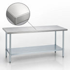 Thumbnail image #3 for Duke Manufacturing 416-3072 72-Inch x 30-Inch Stainless Steel Work Table, 16-Gauge 400-Series Top, Galvanized Undershelf, Flat Top