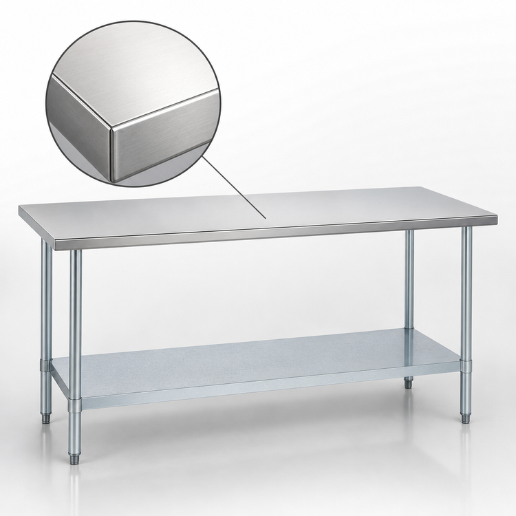 Product image #3 for Duke 72-Inch Stainless Steel Work Table with Galvanized Undershelf, 30-Inch Deep, Flat Top