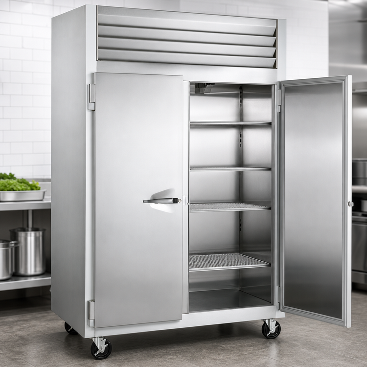 Product image #3 for Traulsen Spec-Line 58-Inch Wide Two-Section Reach-In Freezer with Half-Height Solid Doors, 26-Inch Deep, Self-Contained
