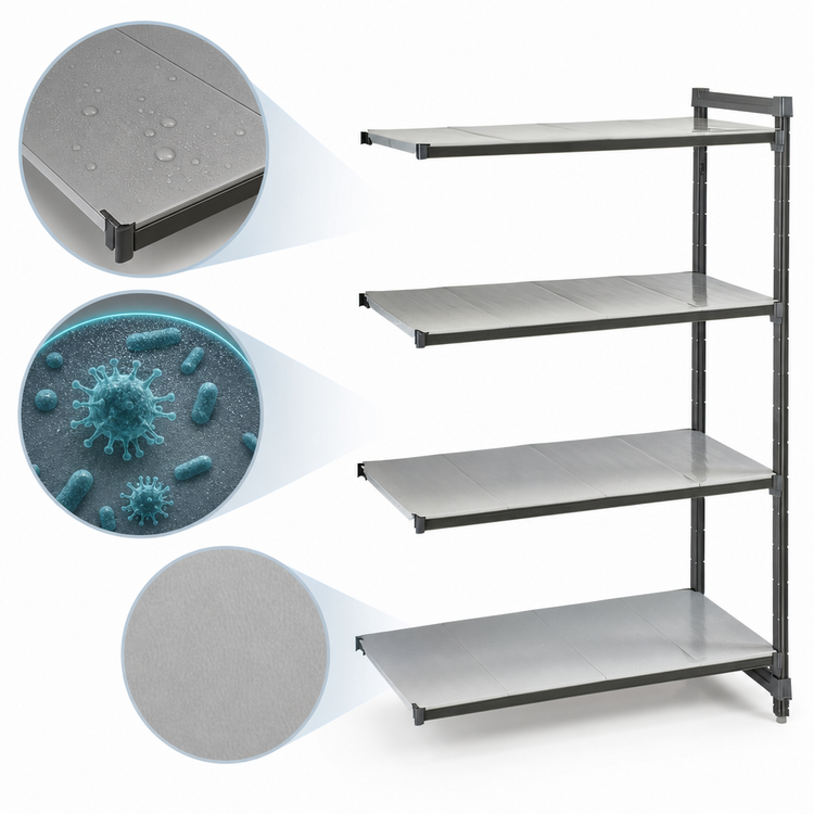 Product image #3 for Cambro Camshelving Basics Plus 4-Shelf Solid Add-On Polymer Shelving Unit, 18 x 42 x 64 Inches