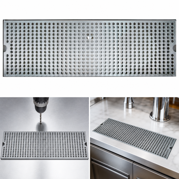 Product image #3 for 20-Inch Surface Mount Stainless Steel Drip Tray with Perforated Grill