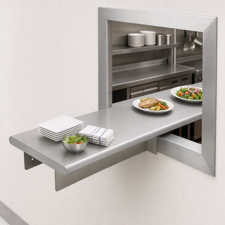 Product image #3 for Pass-Thru Built-In Stainless Steel Shelf with Wall Bracket, 132 Inch W x 24 Inch D