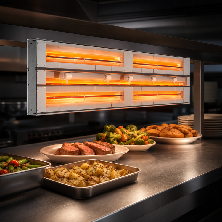 Product image #3 for Hatco Glo-Ray Aluminum Max Watt Dual Infrared Strip Heater, 36 Inch, 2000 Watts, 3-Inch Spacer
