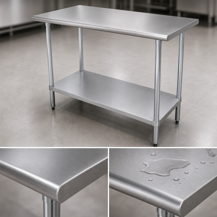 Product image #3 for Advance Tabco Special Value Series 60-Inch W x 36-Inch D Flat Top Stainless Steel Work Table with Adjustable Undershelf