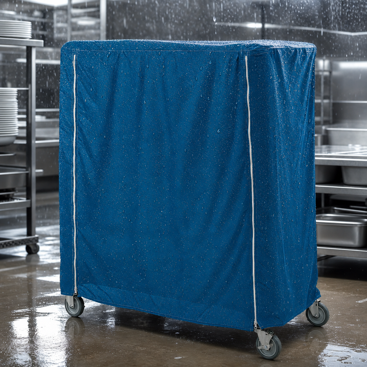Product image #3 for Metro Waterproof Mariner Blue Cart Cover for 48 x 21 x 74 Inch Queen Mary & Banquet Carts