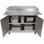 Thumbnail image #3 for BK Resources SECT-3060H Stationary Stainless Steel Serving Counter with Hinged Door, 14-Gauge Top, 12-1/2-Inch Tray Shelf, 60 x 30 Inches