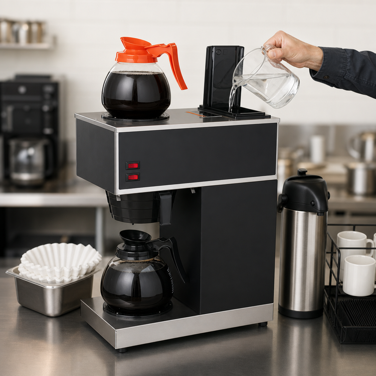 Product image #3 for BUNN VPR Single Pourover Commercial Drip Coffee Brewer with 2 Warmers and 2 Glass Decanters
