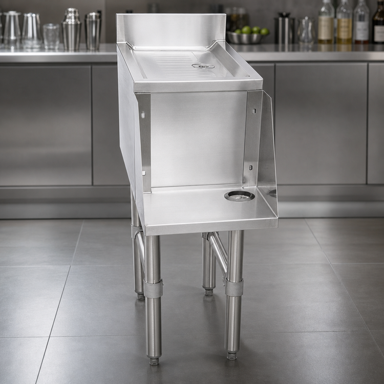 Product image #3 for 18-Inch Stainless Steel Underbar Mixing Station with Drainboard and Blender Shelf