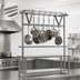 Thumbnail image #3 for Eagle Group Table-Mounted Triple-Bar Stainless Steel Pot Rack with 21 Double-Prong Hooks