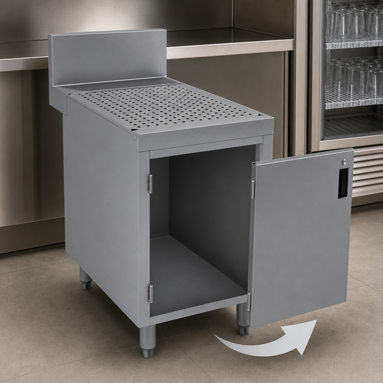 Product image #3 for Advance Tabco Prestige 18 x 30 Inch Underbar Drainboard Cabinet with 7 Inch Backsplash