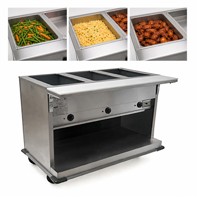 Product image #3 for Spec-Master PHT3CB-208-3 Portable Electric 3-Pan Hot Food Table with Enclosed Base