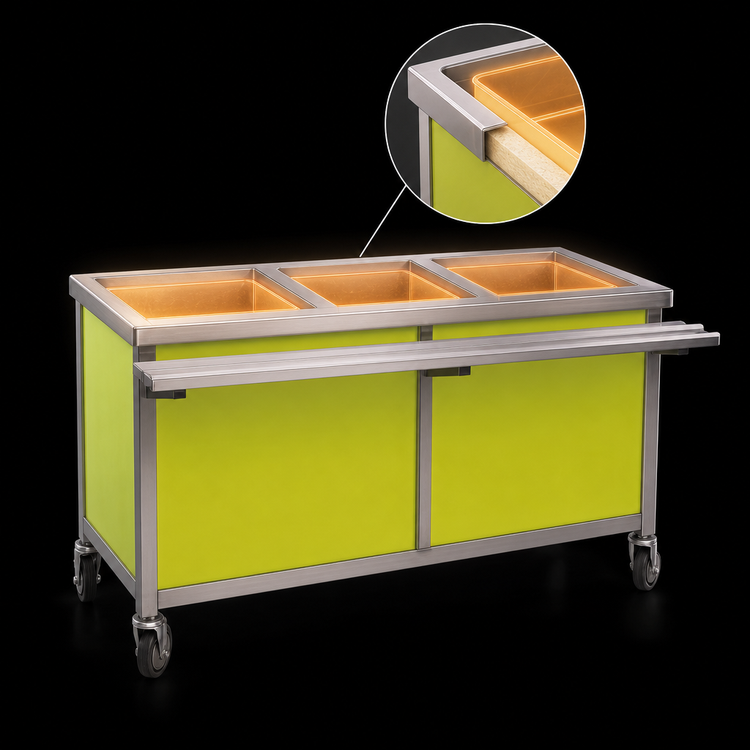 Product image #3 for Director's Choice DCS3-HFU-C-3 3-Well Mobile Electric Hot Food Table