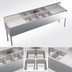 Thumbnail image #3 for Krowne Royal Series Four-Compartment Bar Sink Unit with Left and Right Drainboards, 96-Inch W x 19-Inch D