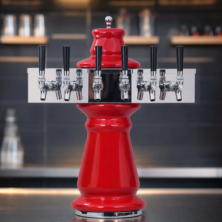 Product image #3 for Glastender Vienna 6-Faucet Air-Cooled Ceramic Draft Dispensing Tower with Mirror Finish