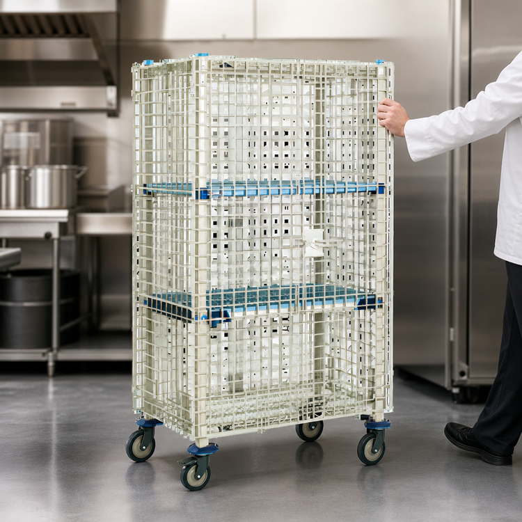 Product image #3 for MetroMax Q Mobile Wire Security Cage on Dolly, 63-1/8 x 28-1/16 x 68-1/2 Inches, No Intermediate Shelves