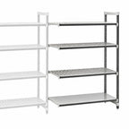 Thumbnail image #3 for Cambro Camshelving® Elements EXA186084VS4480 4-Tier Polymer Shelving Add-On Unit, 3 Vented + 1 Solid, 18" D x 60" W x 84" H, Gray
