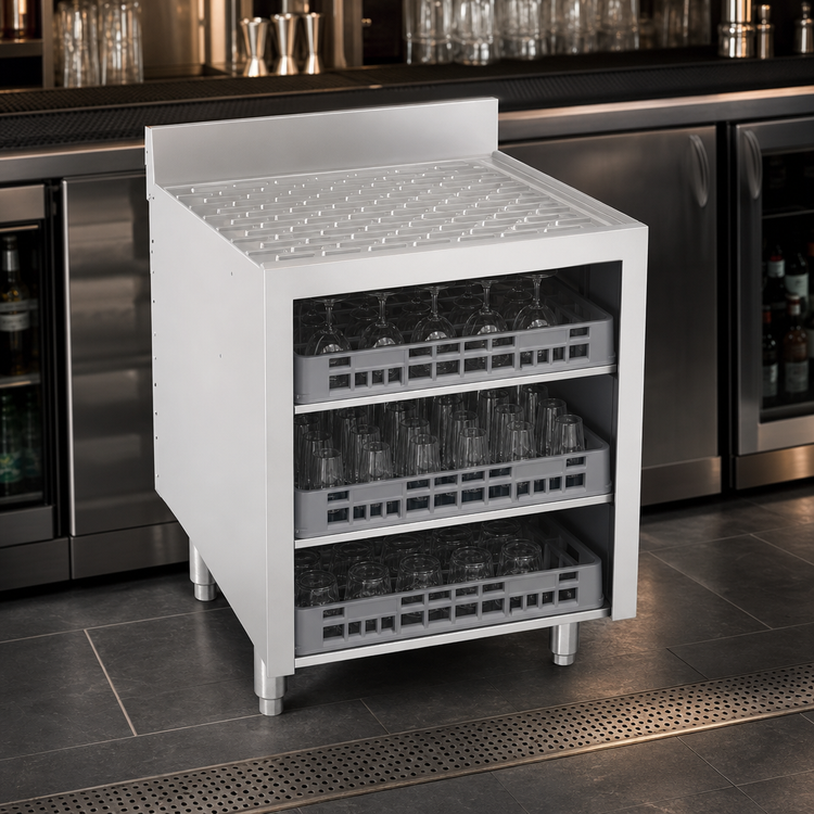 Product image #3 for Krowne Silver Series Floor Model Bar Glass Storage Cabinet with Drainboard Top, 3-Rack Capacity, 24-Inch Wide