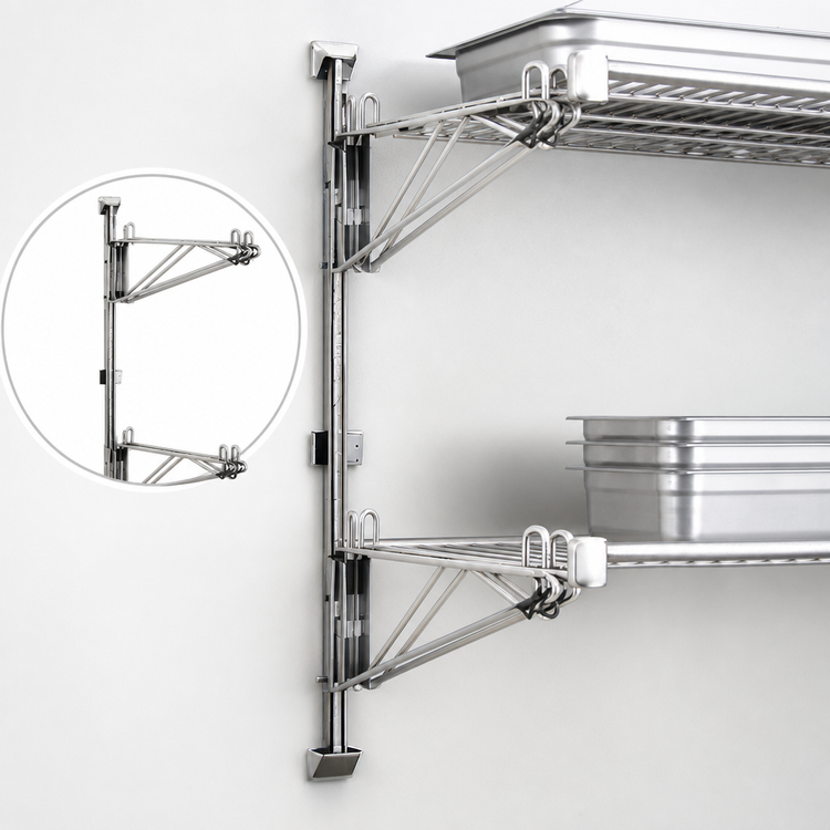 Product image #3 for Eagle Group Valu-Gard Adjustable Post Wire Wall Mount Mid Unit for 24-Inch Shelves