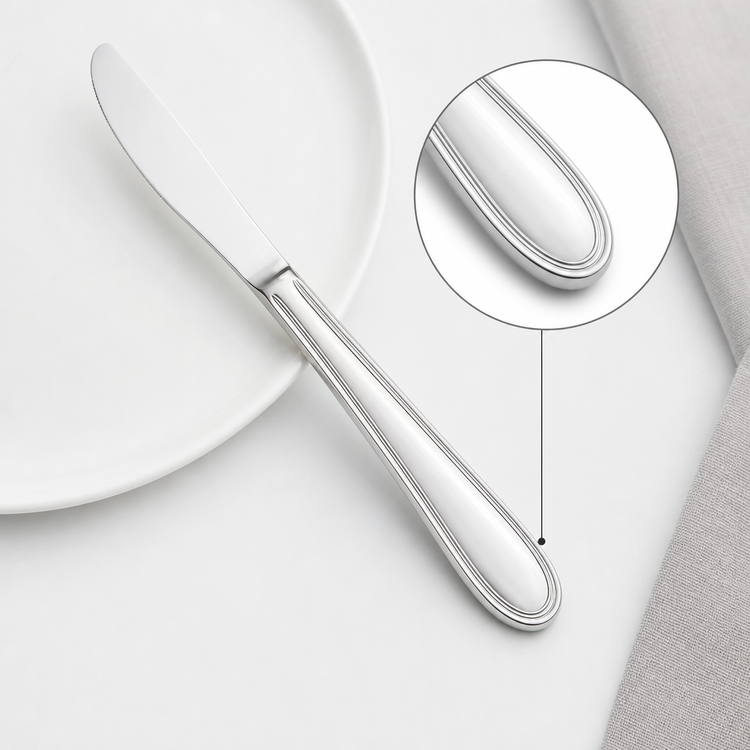 Product image #4 for Winco Flute Pattern 9-Inch Heavyweight Dinner Knife, 18/0 Stainless Steel, Mirror Finish