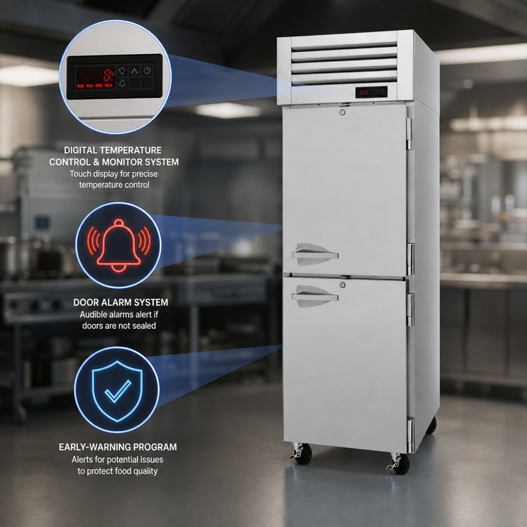 Product image #3 for Turbo Air PRO Series Reach-In Heated Holding Cabinet, 25 Cu. Ft., 2 Half Solid Hinged Doors, Stainless Steel