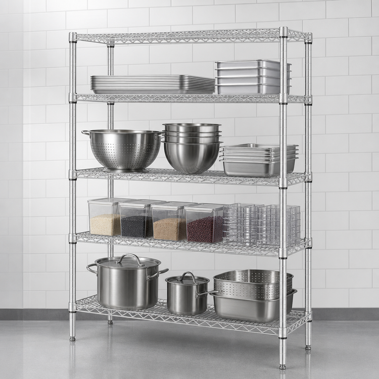 Product image #3 for Metro Super Erecta Brite Stationary Starter Wire Shelving Unit, 72W x 21D x 63H, 4 Shelves