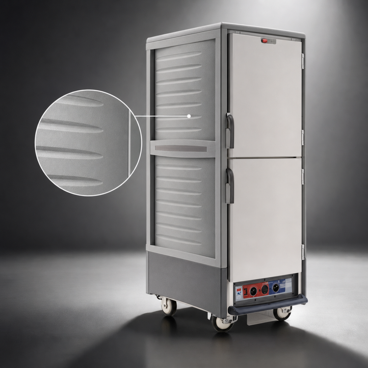 Product image #3 for Metro C5 3 Series Insulation Armour Full-Height Mobile Heated Holding & Proofing Cabinet, Gray, Dutch Solid Doors, 35-Pan Capacity