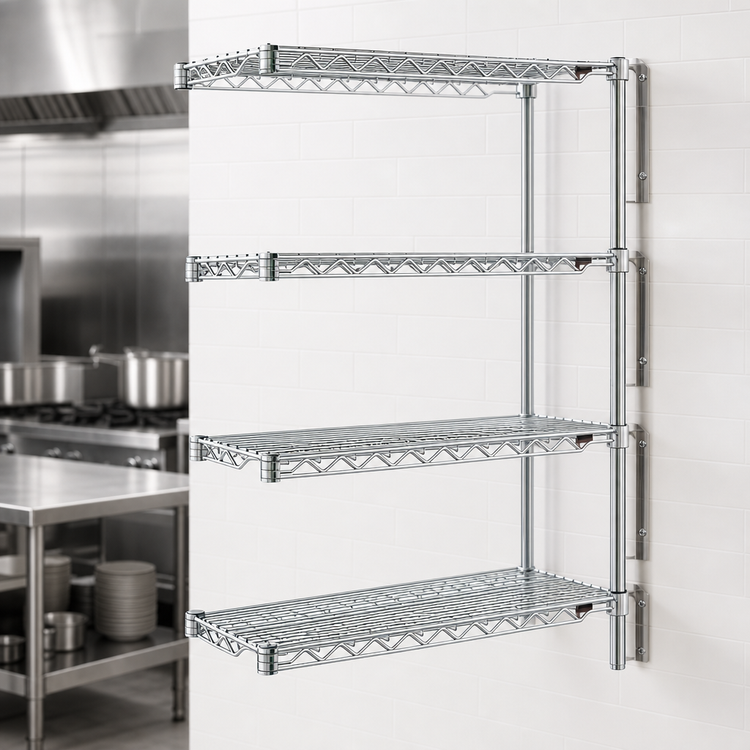 Product image #3 for Eagle Group 42 x 24 x 63 Inch 4-Tier Chrome Wire Add-On Shelving Unit