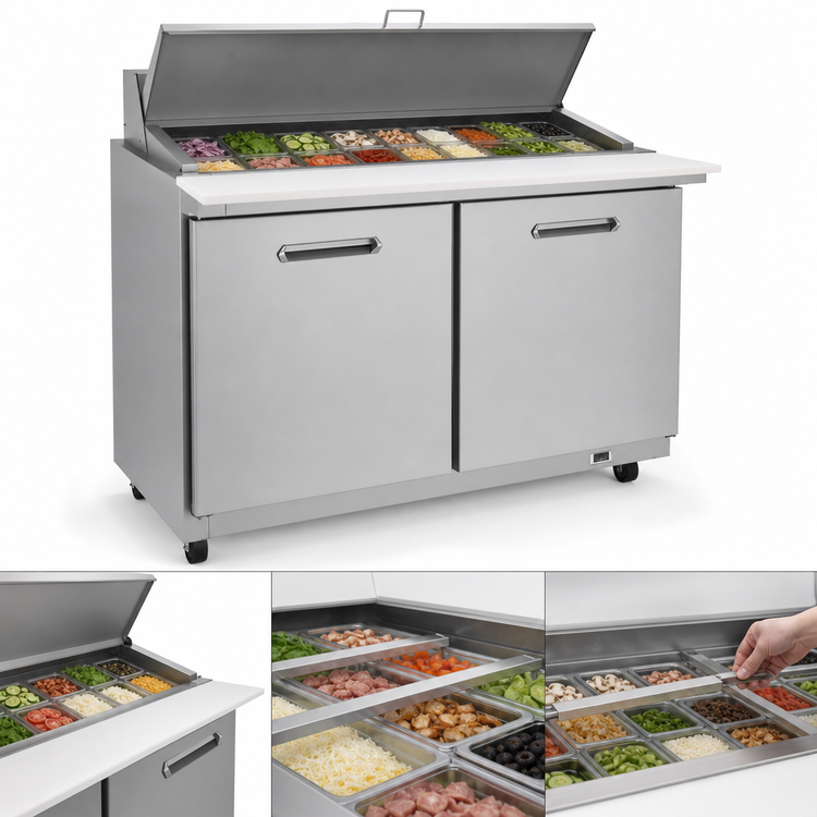 Product image #4 for Kelvinator Commercial 48-Inch Mega Top Refrigerated Sandwich/Salad Prep Table, Two-Section, 18 x 1/6 Pan Capacity