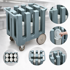 Thumbnail image #4 for Cambro DC575191 6-Column Dish Caddy Cart for 5-3/4-Inch Plates, Poker Chip Design, Polyethylene, Granite Gray